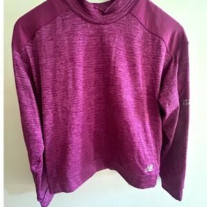 New Balance Women Running Waffle Knit Raspberry Mock Neck Sweatshirt Cro…